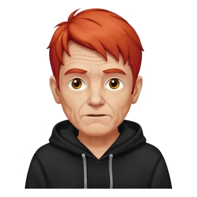 old manwith red hair and black hoodie sticker