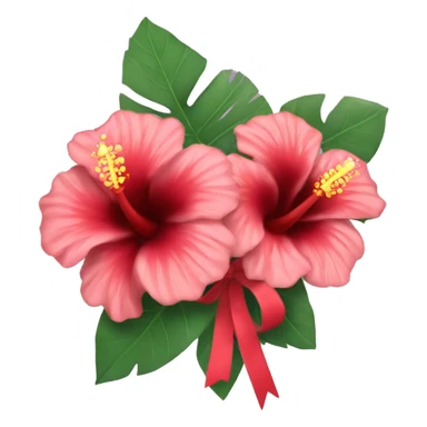 hibiscus bouquet with ribbon sticker