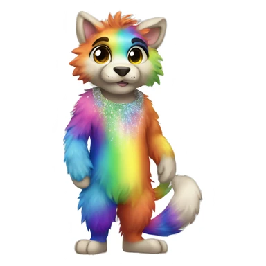 Furry, sparkle, rainbow, animal, anthro, full body sticker