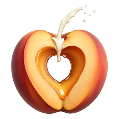 black hole in the middle of a peach. milk is leaking out of the hole sticker