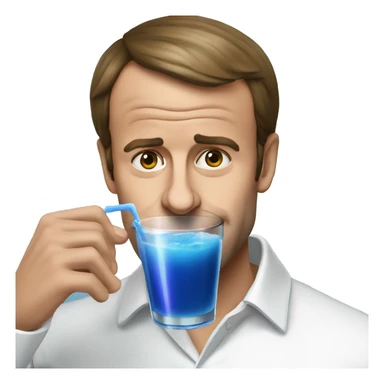 Emmanuel macron drinking blue juice sticker