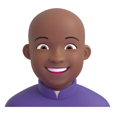extremely bald Black man with shiny scalp and exaggerated baldness, smiling, simple background sticker