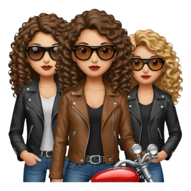 Biker Gang with Sunglasses, Girl with long curly hair, sunglasses sticker