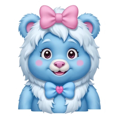 blue girl care bear yeti with bow sticker