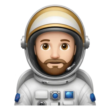 astronaut, white suit and helmet with beard sticker