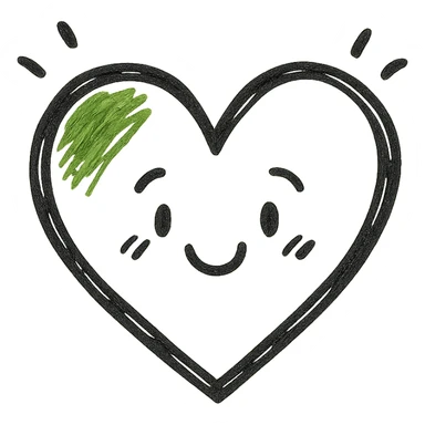 A black and green heart, cute and expressive sticker