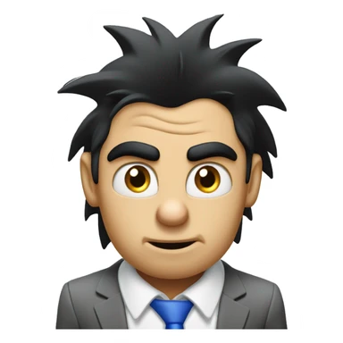 very stressed sonic the hedgehog with black hair at corporate job sticker