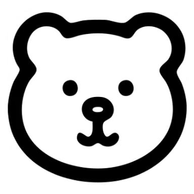 Bear, simple bear face with cute details, animal icon sticker