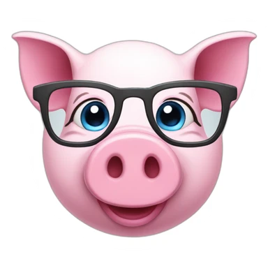 Pink piggy with glasses and blue eyes sticker