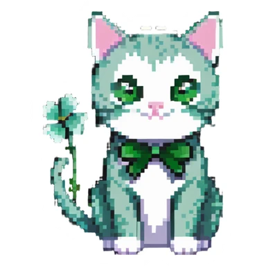 cat with clover theme sticker