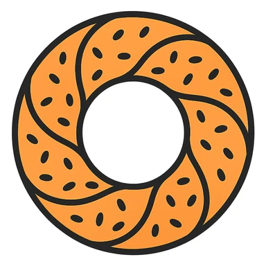 a simit, the Turkish sesame bagel, minimal flat icon style, simple and clean lineal color icon sticker