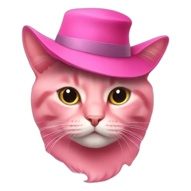 Photo of a pink cat with a hat sticker