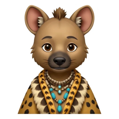 a-3d-cartoon-african-hyena-from-the-1800s-wearing-traditional-african-tribal-clothing,-calm-expression,-natural-background,-memoji-style-realism. sticker