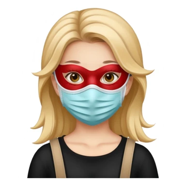 A girl with a mask sticker