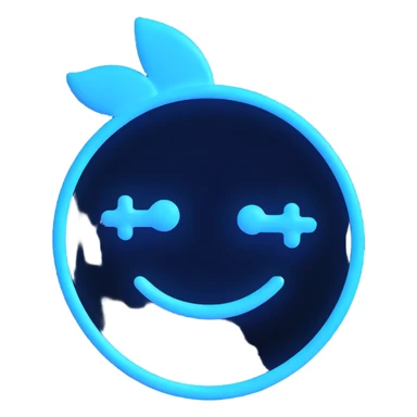 Shopify logo glowing with blue neon effect in 3D emoji style sticker