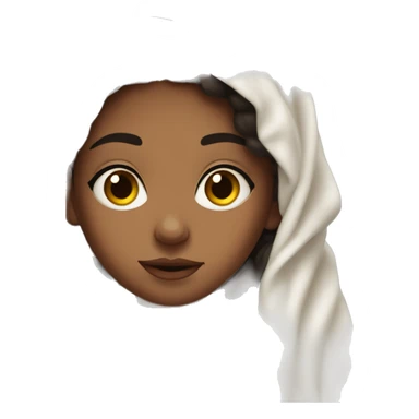 Métisse  Girl with dark brown  hair  laying down cozy in a white blanket sticker