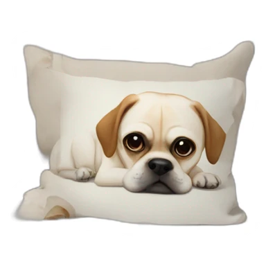 White puggle with brown ears laying on pillow sticker