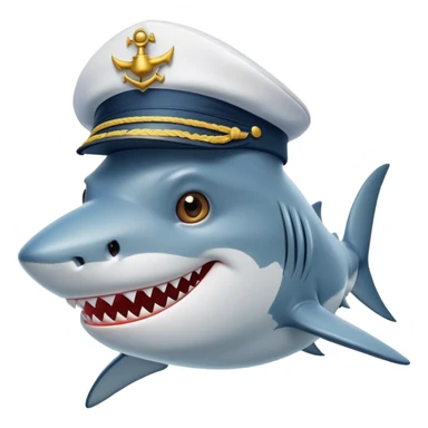 shark wearing a captains hat sticker