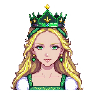 beautiful princess with blonde hair and striking green eyes wearing a crown sticker