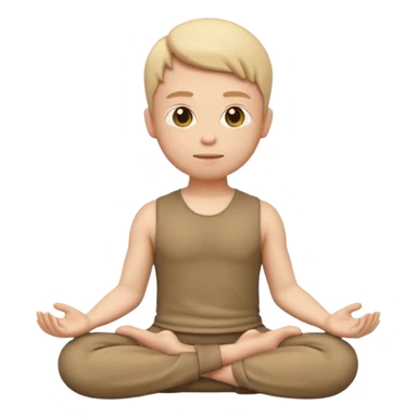 3D emoji style person sitting cross-legged meditating, calm face, centered, soft shadow, white background. sticker