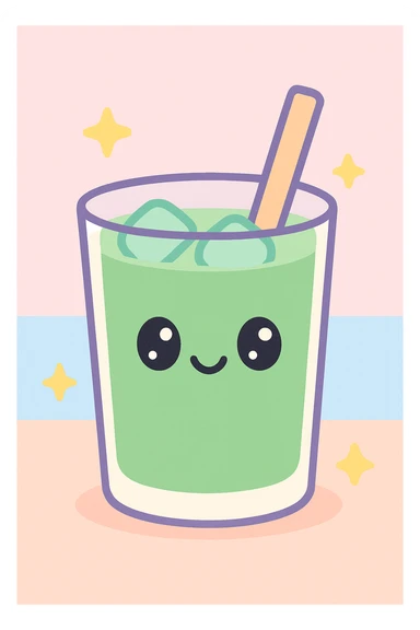iced matcha in a clear glass sticker