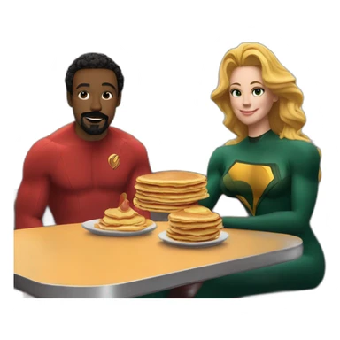 Ted Lasso and aquaman have pancakes at the diner sticker