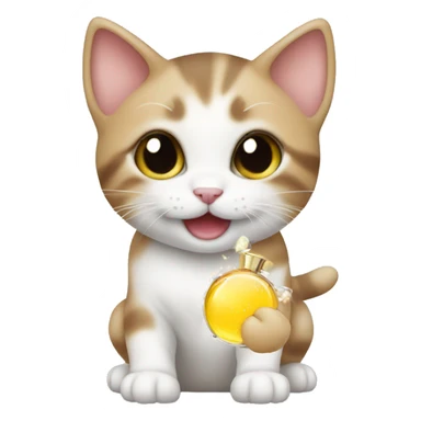 a cute kitten playing with fragrance sticker