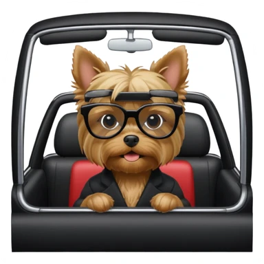 Yorkshire Terrier with black glasses in the car sticker