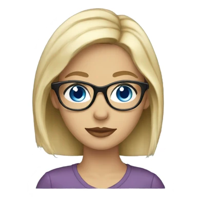 Beautiful blonde woman with blue eyes, side profile wearing glasses  sticker