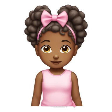 African American baby girl with pink bow in her curly hair ponytail sticker