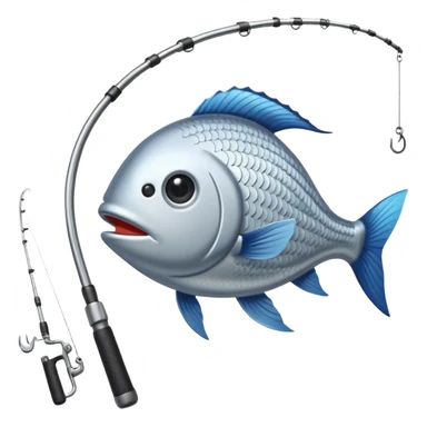 curve fishing rod with fish sticker