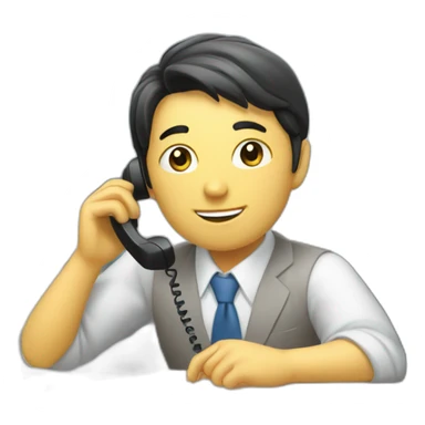 A Japanese office worker answering a phone call and taking notes sticker