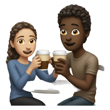 two friends drinking coffee sticker