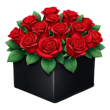 Velvet black box of red roses sticker