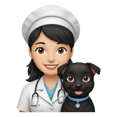 Nurse cute black dog sticker