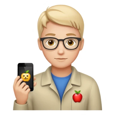 thinking proframer with code symbols, apple style emoji sticker