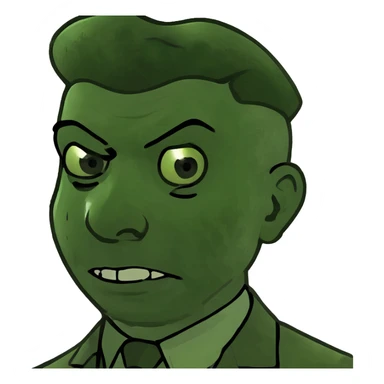 Rick Astley with straight face but with front teeth out and the picture is from the era of the 1940s-1950s or 60s and he kinda has WW2 flashbacks sticker