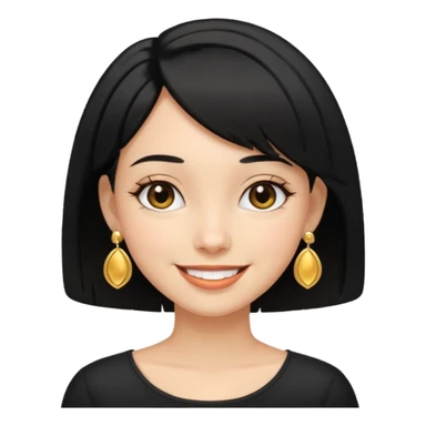 girl with bob black hairstyle and big designed earrings sticker
