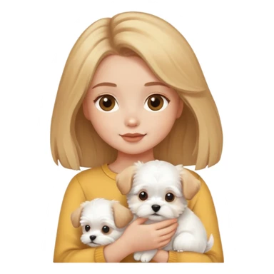 A honey dark blonde girl with a Maltese puppy sticker