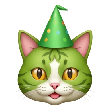 green cat full boy  with party hats sticker