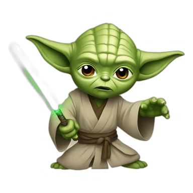 yoda fights sticker