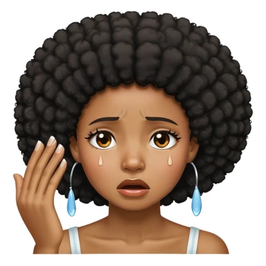 black girl with afro sad and crying sticker