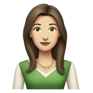 pretty 40 year old royal princess with grass green eyes and shoulder length straight brown hair  sticker