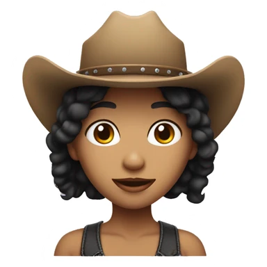 fair skin with black hair with cowgirl hat sticker