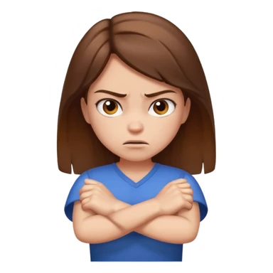 Brown haired girl crossed, arms, angry sticker