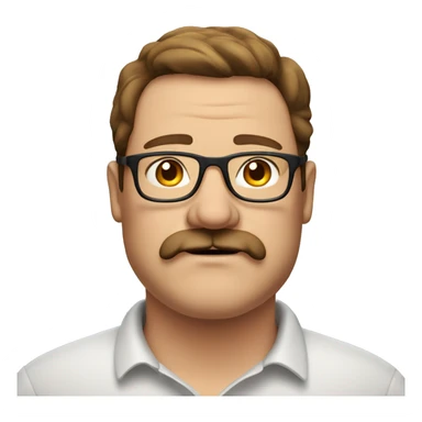 Obese middle age man with mustache and brown hair and glasses sticker