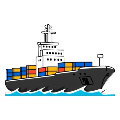 Cargo container ship in ocean sticker