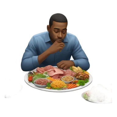 man eating a platter of food sticker
