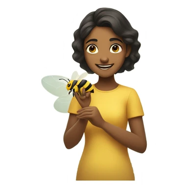 Niharika playing with a bee  sticker