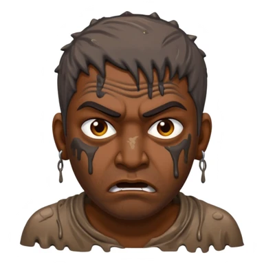 Indian man covered in dirty chunky mud angry sticker